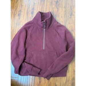 Lululemon Womens L Burgundy Scuba Oversized Funnel Neck Half-Zip LW3FJ6S